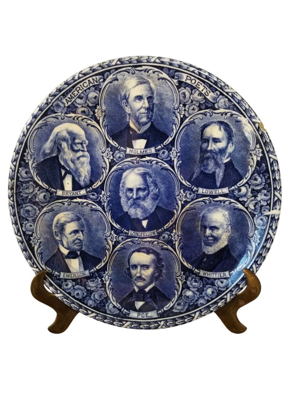 Vintage Poets Plate Rowland & Marsellus Ceramic Blue & White Transferware